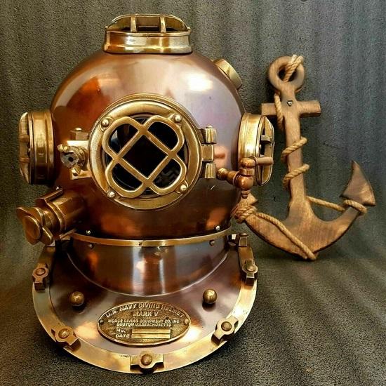 Шлем для подводного плавания ВМС США, водолазный шлем Mark V, шлем для глубоководного дайвинга, коричневый морской водолазный шлем
