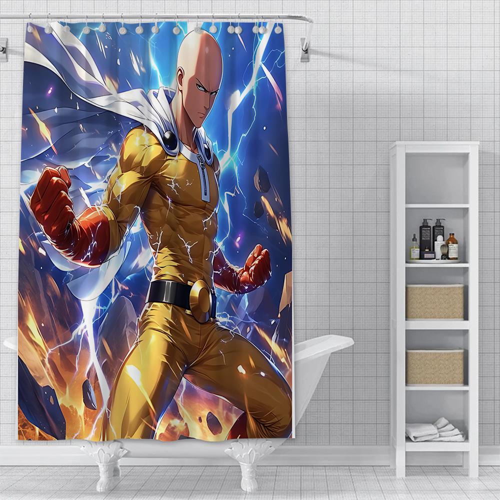 Шторка для душа One Punch Man Водонепроницаемая Полиэстеровая Ткань Красочная Ванная Комната Декор Занавеска С Крючками