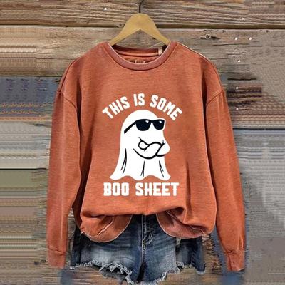 Осень-Весна Женский Топ Цифровой Мультяшный Принт Круглый Вырез Длинные Рукава Пуловер Свободный