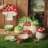 Red Mushroom Western Pasta Plate Ceramic Coffee Cup with Lid Fine Dessert Salad Bowl Kitchen Ceramic Stew Cup Mushroom Garnish