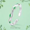 925 Sterling Sliver Spring Green Leaf Branches Open Rings For Women Female Original Jewelry