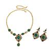 Vintage High-end Bohemian Colored Resin Alloy Necklace Earrings Two-piece Decoration