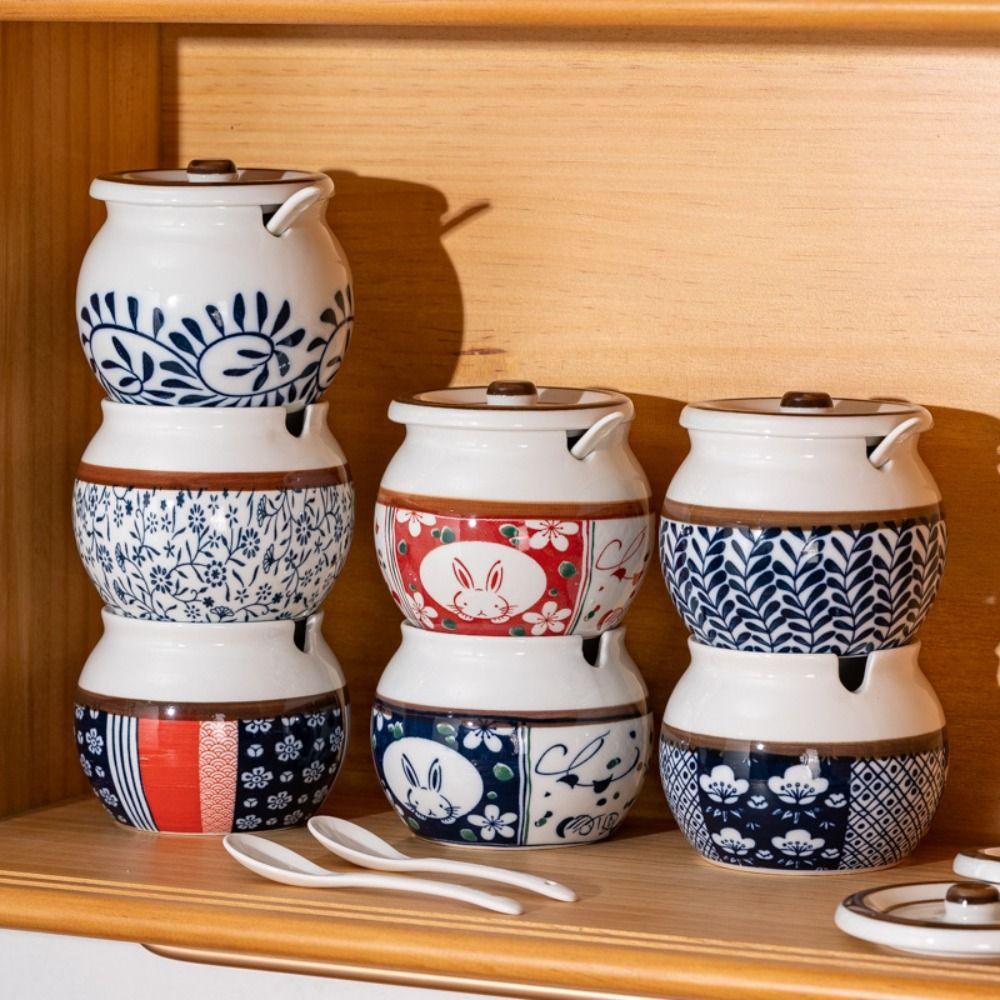 Пылезащитная расписанная вручную керамическая банка 330 мл контейнер для приправ бутылка для приправ соль/сахар