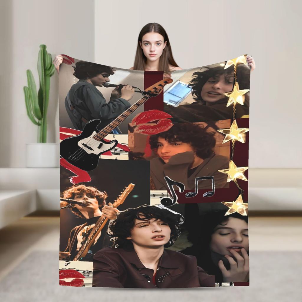 Finn Wolfhard Flannel Blanket Winter Warm Soft Throw Blanket for Girls Boys Couch Chair Graphic Bedspread Sofa Bed Cover