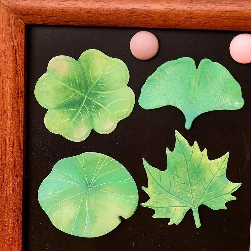 30 листов Блокноты для заметок с зелеными листьями Простые наклейки для скрапбукинга Школьные принадлежности Почтовые самоклеящиеся заметки Офисная канцелярия