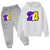 Children Clothing Hoodies +Pant Set Girls Boys3-12 Years Basketball 24 Print Toddler Leisure Coat Sports Suit Spring Autumn
