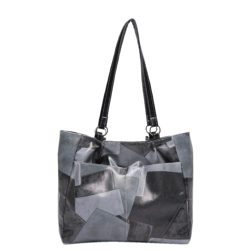 Fashionable Pu Tote Bag For Women In Cool Gray Blue And Brown Colors