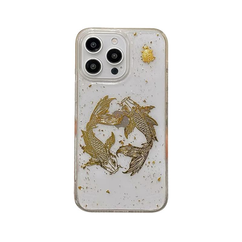 Новогодний чехол для телефона с деньгами и кои для iPhone 16 Promax, противоударный, с клейкой основой для Apple 17, год Змеи, новое издание