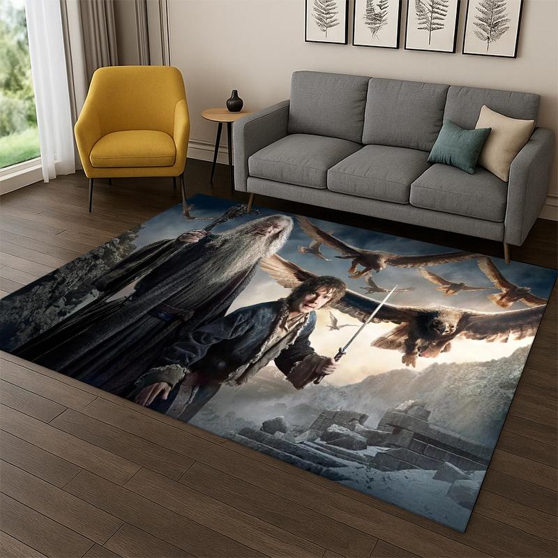Classic L-Lord of The Rings H-Hobbit Carpet Rug for Bedroom Living Room Sofa Playroom Doormat Home Decor,Kid Area Rug Non-slip