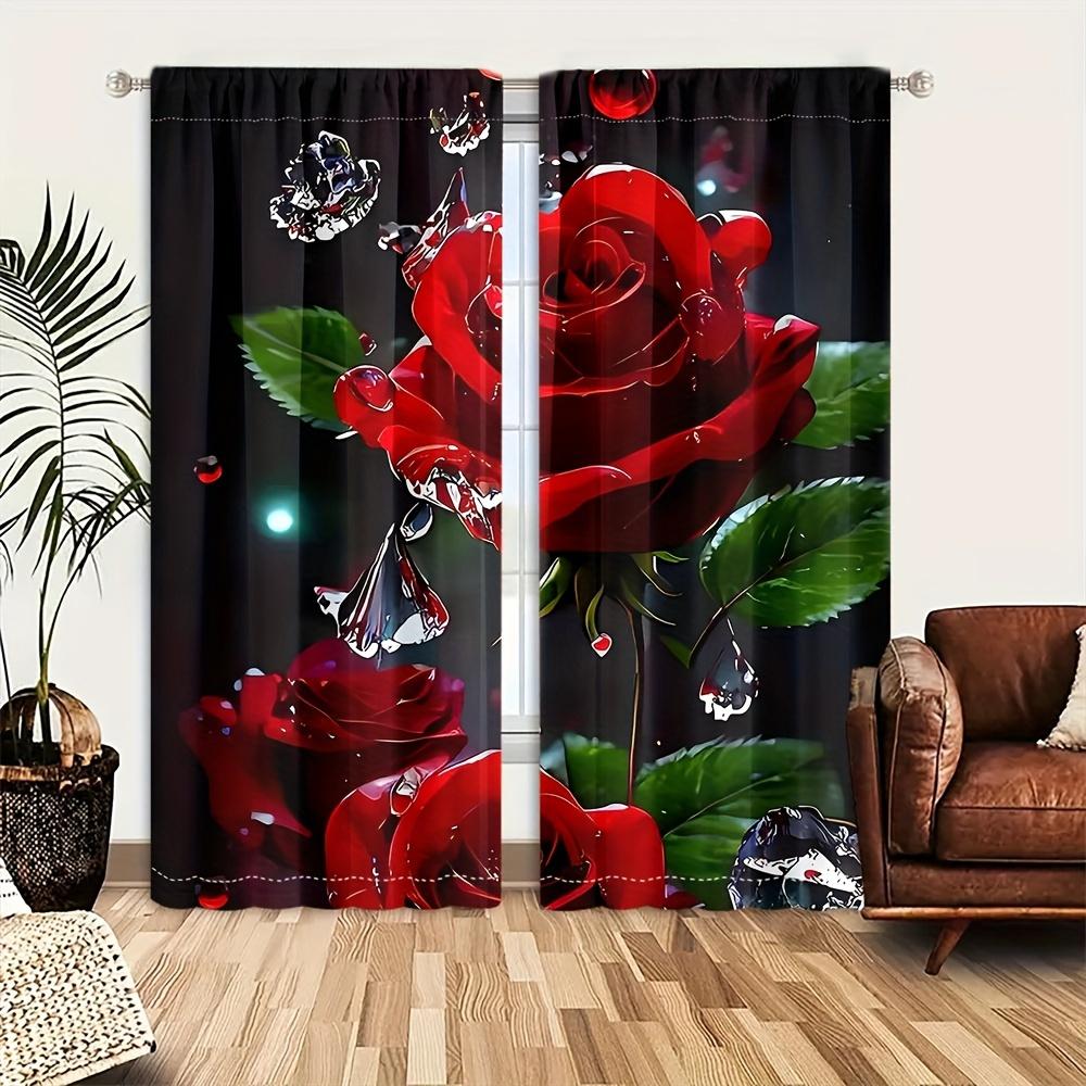 2 шт. Элегантные шторы с принтом львов и романтических роз для домашнего декора, спальни, офиса, кухни, гостиной, кабинета, декора, кармана для штанги