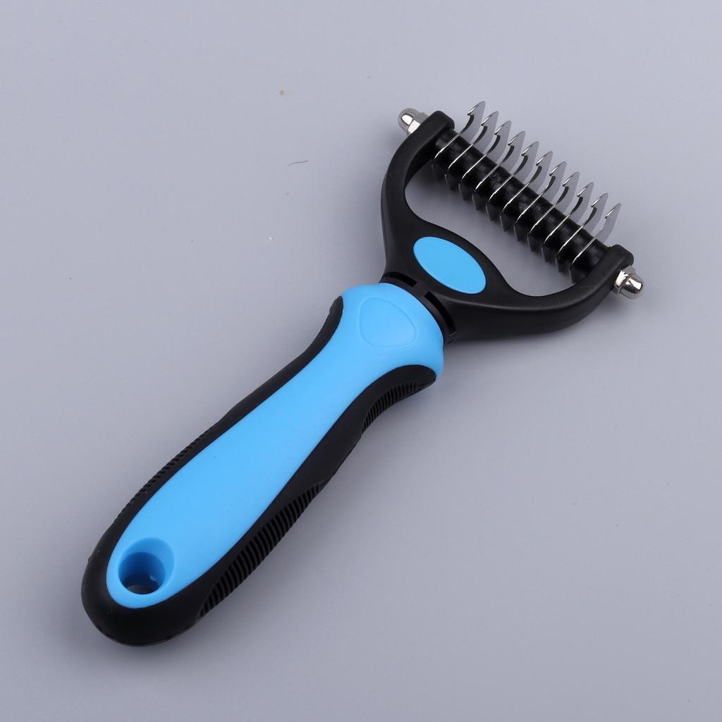 Нержавеющая двусторонняя расческа для кошек и собак, щетка для больших собак, открытый узел, грабли, нож, товары для ухода за домашними животными