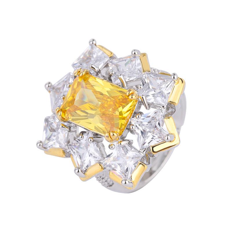 Кольцо с изумрудом серии Color Treasure, цветные цветы, параиба, зеленое, красное, цирконовое кольцо