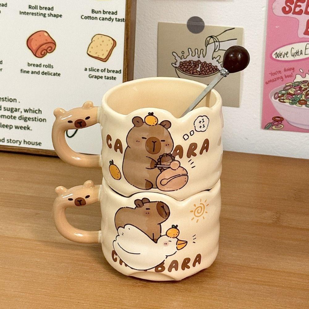 Удобная ручка, симпатичная керамическая кофейная чашка, уникальная ручка, тематическая посуда для напитков в виде капибары, подарок на день рождения