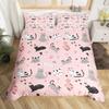 Kawaii Cat Duvet Cover Single Queen for Boys Girls Cute Kitten Pet Bedding SetMicrofiber Blue Comforter Cover with 2 Pillowcase
