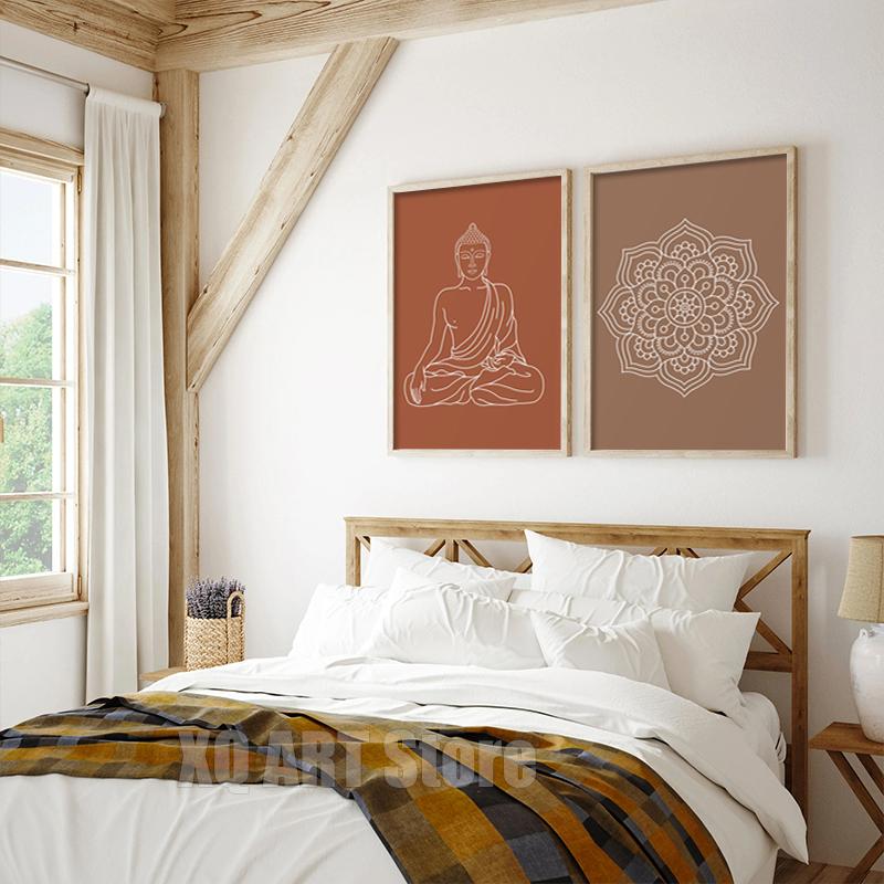 Мандала Будда Лотос Абстрактные Бохо Wall Art Печать Холст Картины Плакаты HD Картинки Zen Line Гостиная Домашний Декор Интерьера