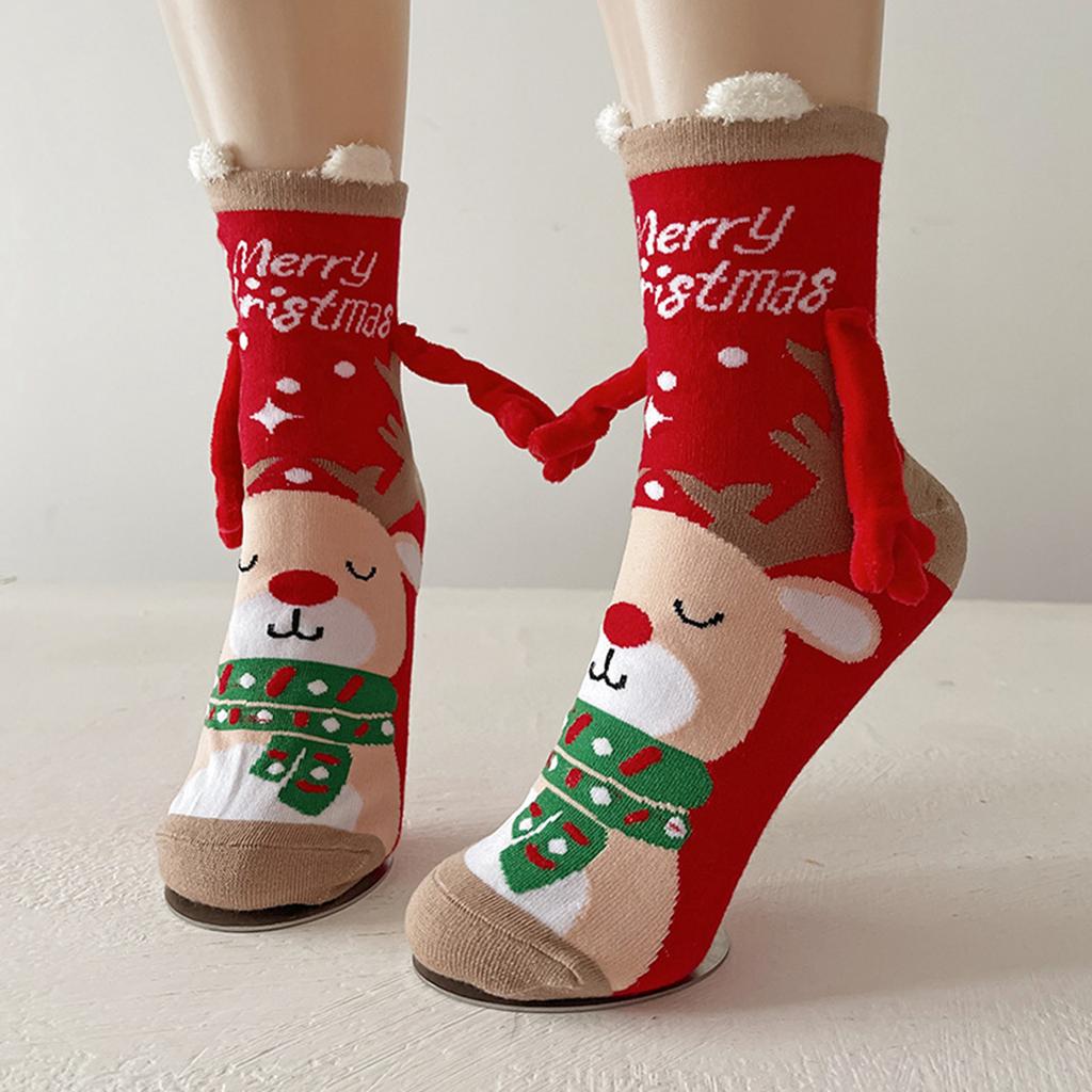 Christmas Adult Magnetic Hand In Hand Socks Personalized Socks For Indoor And Outdoor Use, Paired With Christmas Atmosphere Clothing