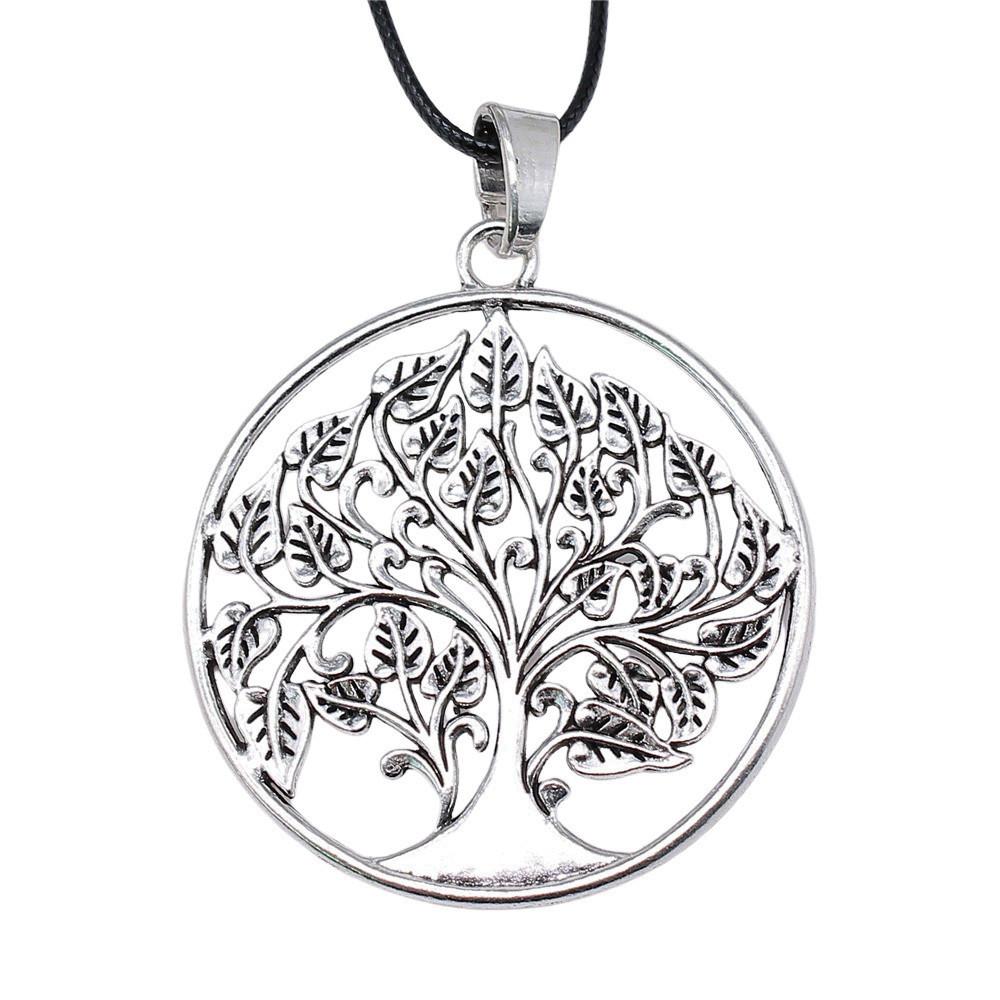 Антикварный кулон-ожерелье "Древо Жизни" Nature Boho Statement Jewelry 45см Кожаная цепочка