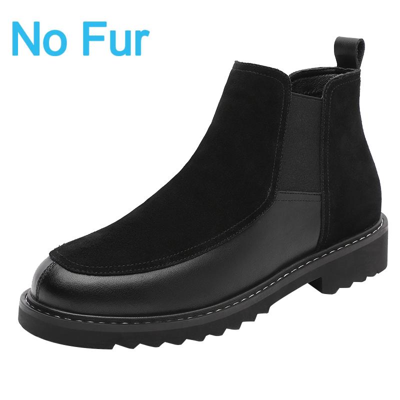 Мода 2025 Мужские кожаные ботинки челси Черные Британский стиль Деловая обувь для платья Ботинки челси на толстой подошве Мужская мода Повседневная обувь
