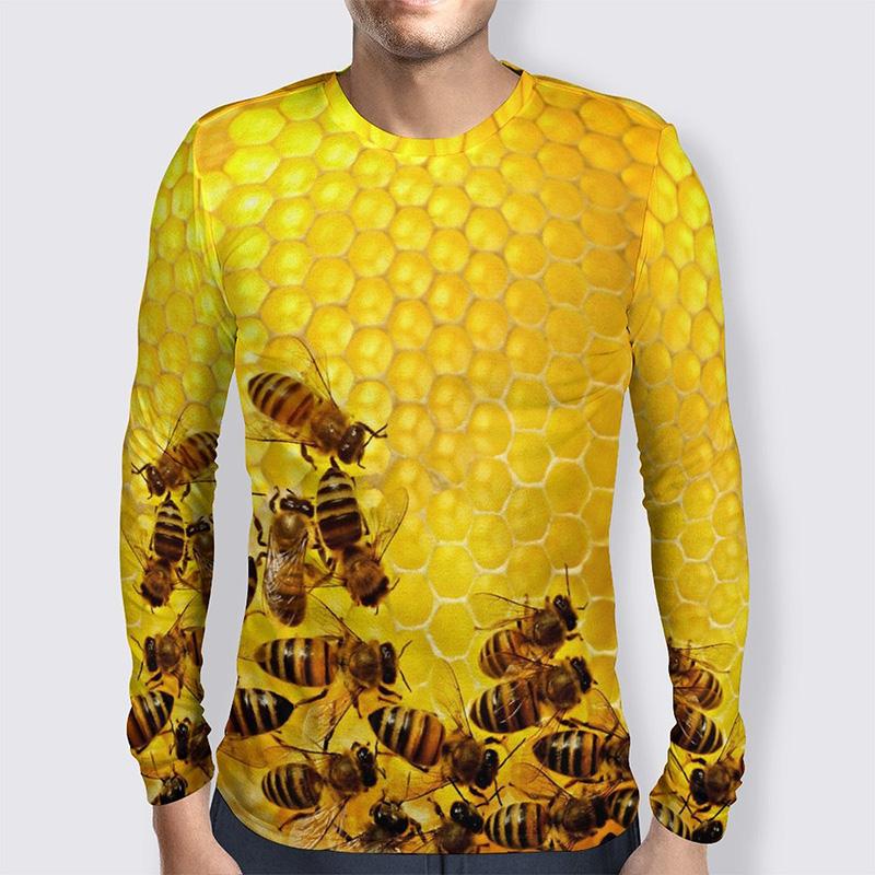 Милая сотовая пчела 3D принт с длинным рукавом футболка для мужчин и женщин одежда повседневная мода уличная спортивная дышащая футболка топы для мужчин