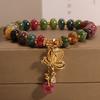 Natural Color Tourmaline Simulation Jade Bracelet Women Vintage Rabbit Pendant Gift