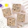 36pcs Set Cartoon Rubber Stamp Acrylic Box Mini Wooden Stamps Wood Stamps Set  Scrapbooking Decor