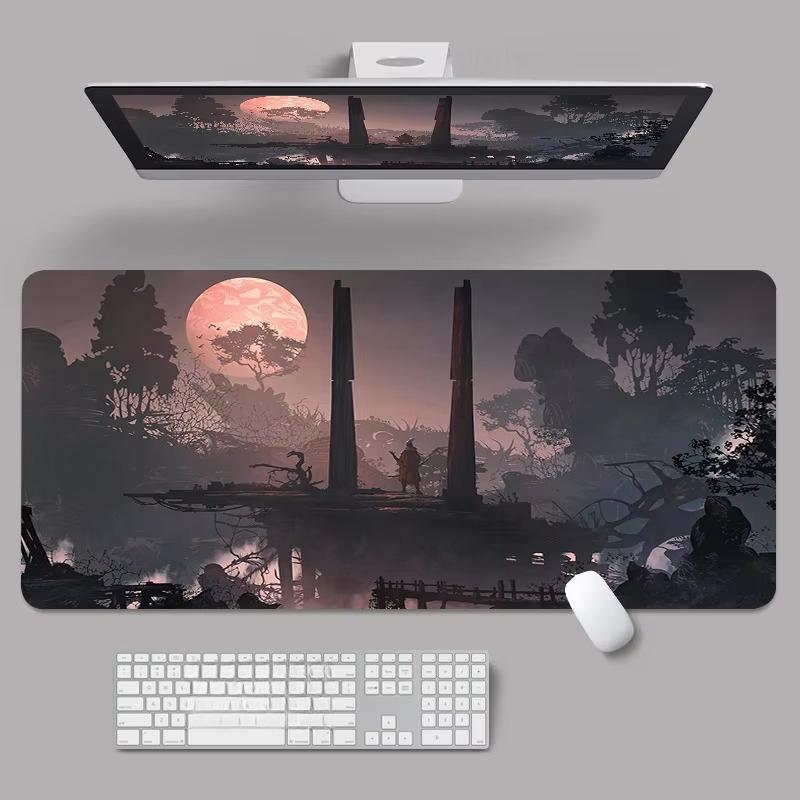 Traditional Chinese Lotus Art Desk Mat Waterproof Nonslip Extended Pad