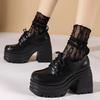 Fashion Lolita Shoes for Women 2025 Lace Up Loafers Girls Students Uniform High Heels Platform Shoes Female Shoes