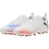 Puma Future 8 Play Mg Versatile Comfortable Low-Top Kids Soccer Shoes Kids Soccer Shoes White Orange-Red Black 108623-01