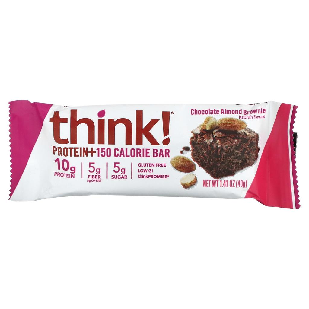 Think!, Protein & Fiber Bars, Chocolate Almond Brownie, 10 Bars, 40 G (1.41 Oz) Each
