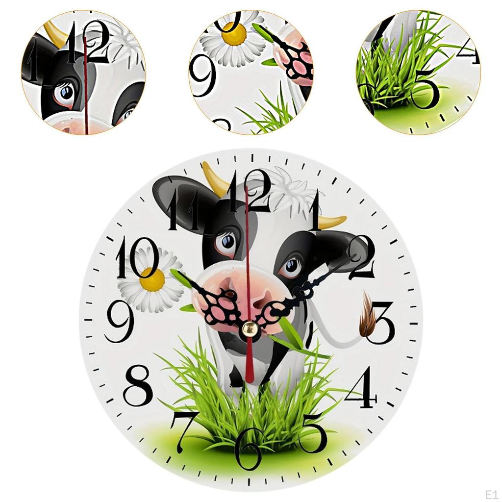 Деревянные настенные часы с принтом коровы. Тихое Движение. для расслабляющего пространства.