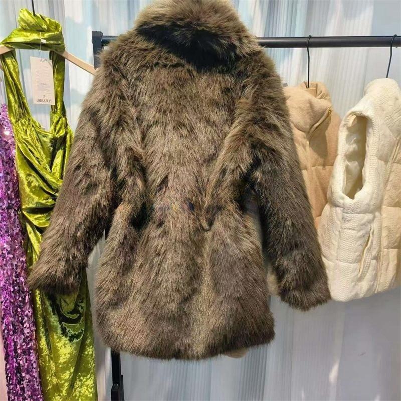 Women Fuzzy Fleece Short Jacket Solid Color Warm Plush Coat Long Sleeve Casual Outerwear