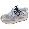 Женские кроссовки Queen Fan Silver Retro Platform для тренировок, обувь 2025, новые летние, увеличивающие рост, повседневные кроссовки для ношения с юбкой