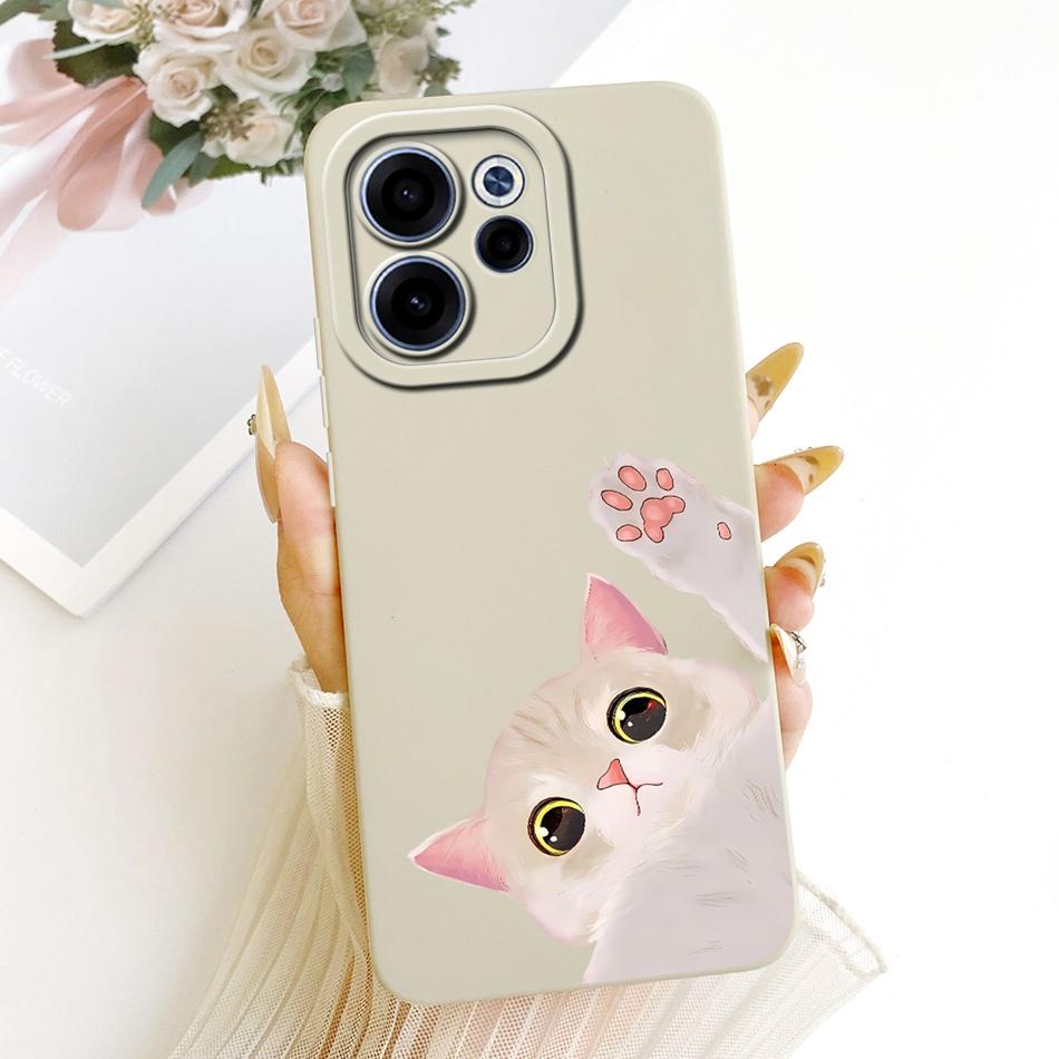 For OPPO Reno15 F 15FS 5G CPH2801 Cute Cat Flower Cartoon Phone Case For Oppo Reno15F 15 FS 15F 5G Soft Silicone Covers Bumpers
