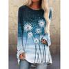 Осенний женский топ с принтом и круглым вырезом, модная повседневная свободная блузка большого размера, большие размеры