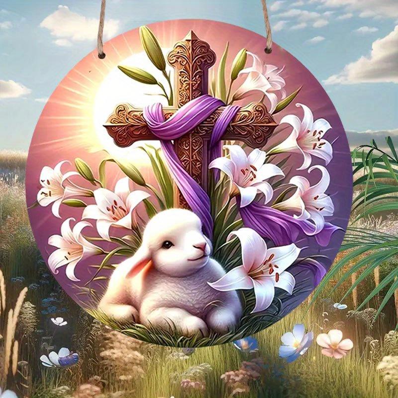 Easter Bunny Wall Hanging xin Bohemian Cross Decor Festive Home Door Art