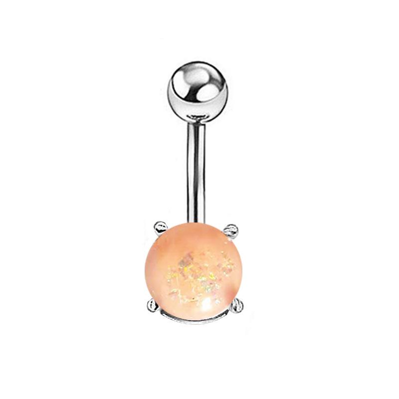 New Products In Europe And America New Imitation Opal Navel Ring Silver Rose Gold Navel Nail
