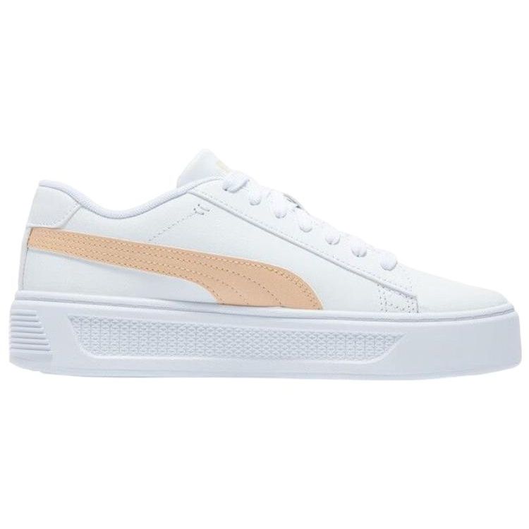 Puma Кроссовки Smash Series Platform V3 Кожаные Низкие Женские Кроссовки Бело-Желтые 390758-03