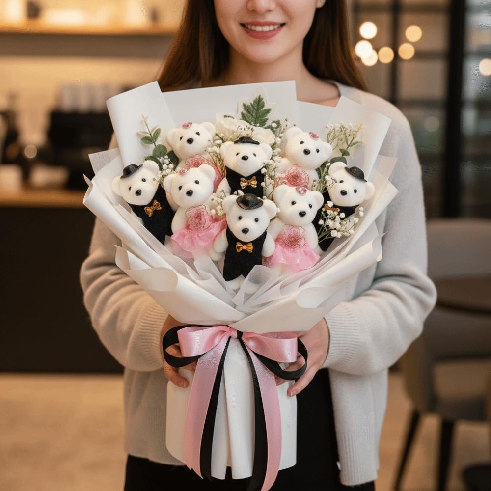 10pcs Couple Bear Bear Plush Foam Toys Foam Bear Cartoon Bouquet Doll Kids/Children Toys