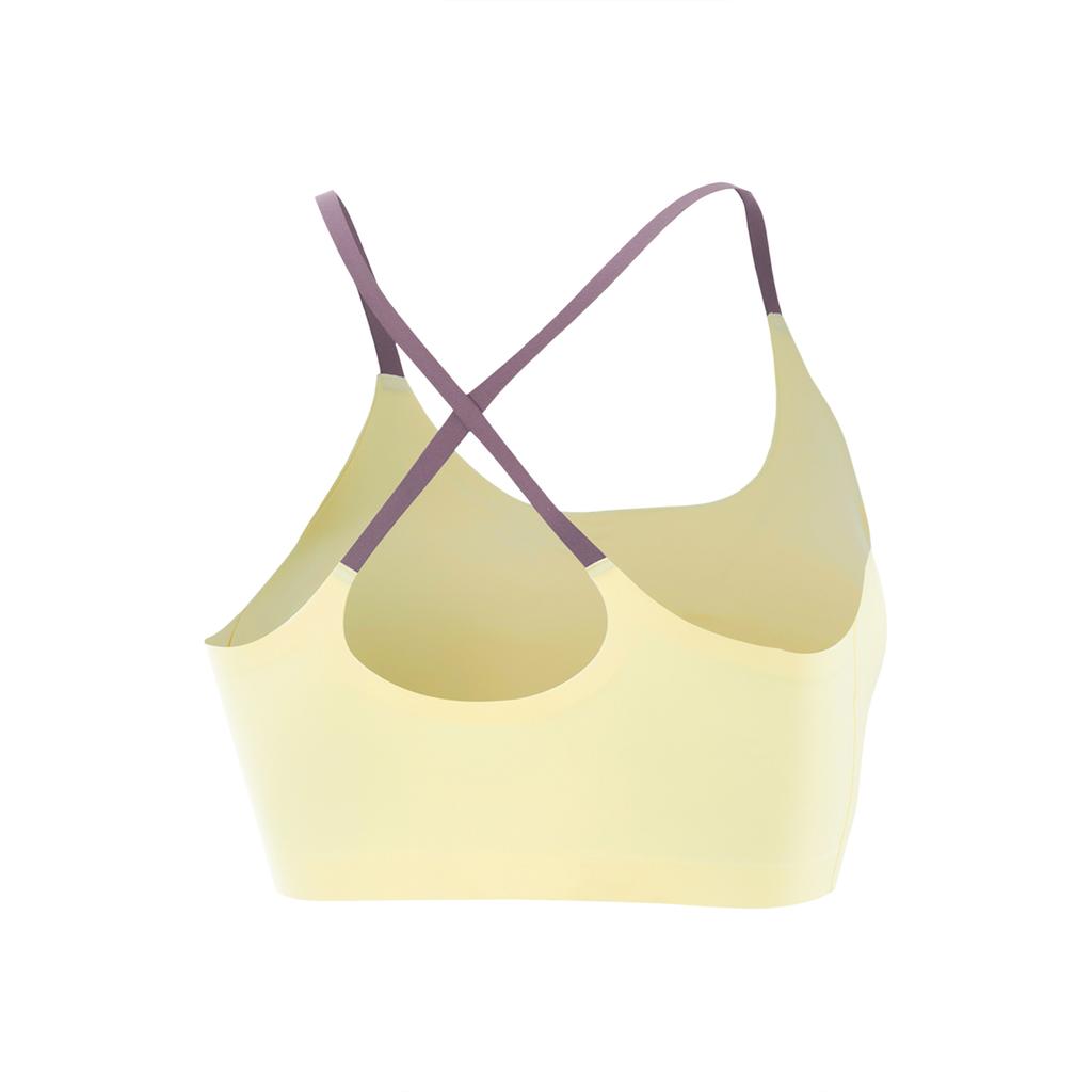 Li Ning Fitness Series Casual Minimalist Solid Color Sports Bra Women Underwear Pale-Goose-Yellow AUBV018-2