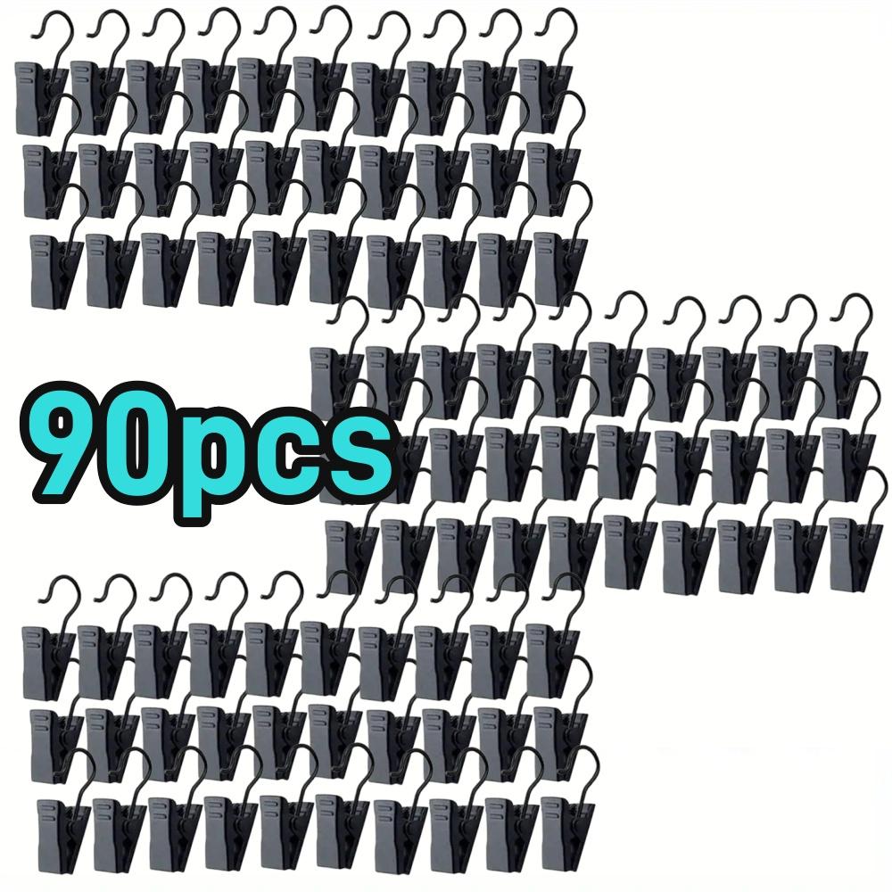 120pcs Decorative Metal Hanger Hooks Durable Black Curtain Clip Set Adjustable String Light Clips for House Party Decor Access