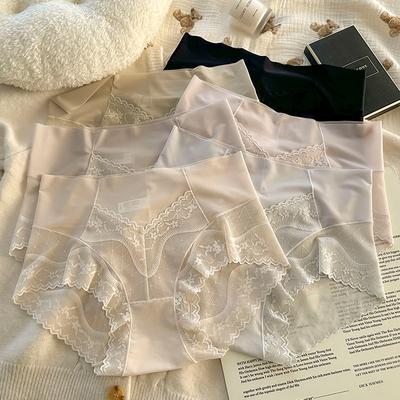 Большие размеры, женское сексуальное кружевное нижнее белье с высокой талией и дышащим кружевным краем, с высокой талией, чистое желание, ветер
