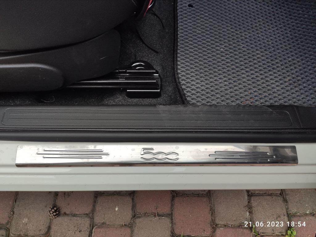 Накладки на пороги 500 (Carmos, 2 шт, нерж) для Fiat 500/500L