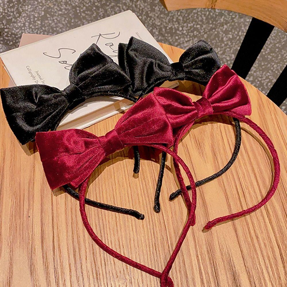 Для девочек Нескользящая Милое украшение Детская повязка для волос Бархатный бант Повязка для волос Принцесса Ободок для волос