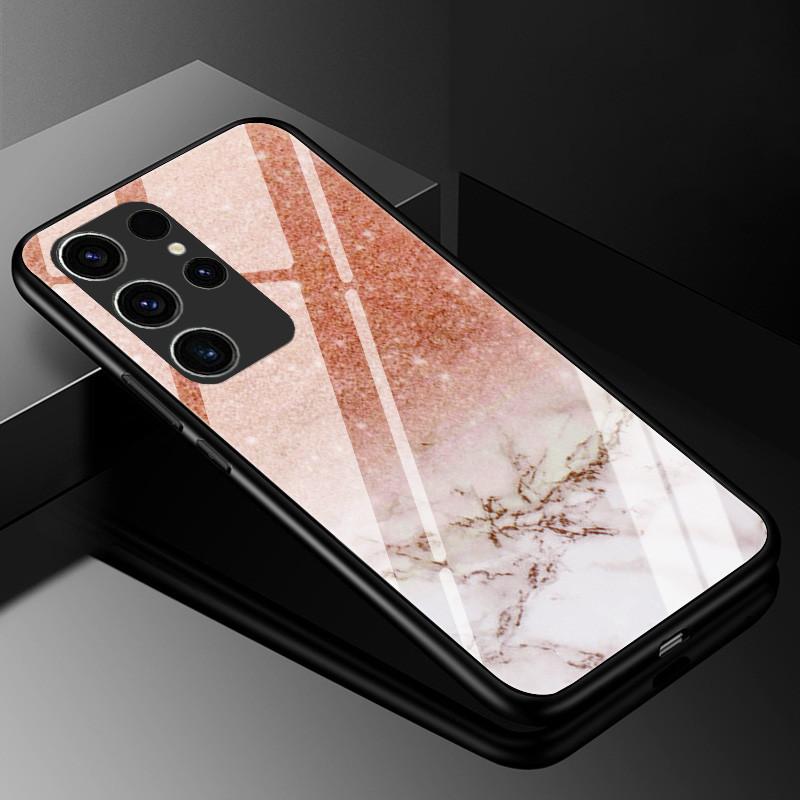 Мраморный чехол из закаленного стекла для Samsung Galaxy S23 Ultra 5G, модная стеклянная задняя крышка для Samsung S23 Plus / S23 Ultra