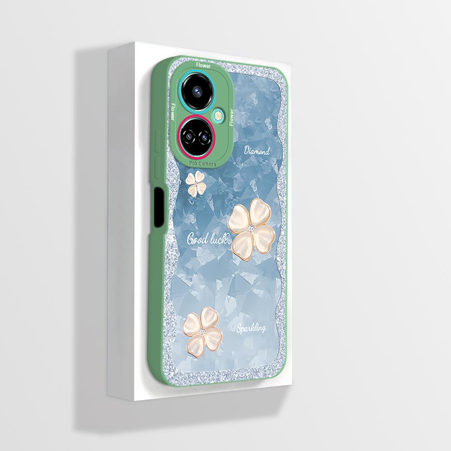 Чехол для Tecno Camon 19 Чехол для телефона Camon 19 Pro Neo Астронавт Цветок Защита камеры Противоударный Жидкий силикон Мягкая задняя крышка