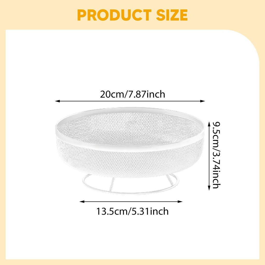 Pedestal Fruit Bowl Snack Container Iron Wire for Kitchen Counter 20x20x9.5cm Convenient Home Decor Organizer Serving Tray