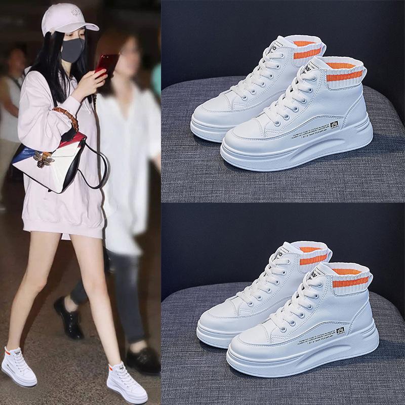 Ins высокие маленькие белые туфли женские весна 2025 новые на толстой подошве корейская версия универсальные студенческие туфли для сноуборда женская уличная обувь TH919