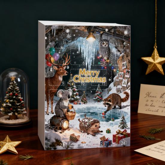 Лесной Животный Адвент-календарь 2025 24 Дня Милый Животный Праздничный Декор Обратный Отсчет до Рождества