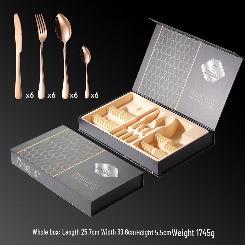 Qiān Xīng Rose Gold 410 Нержавеющая сталь 48-предметный набор столовых приборов