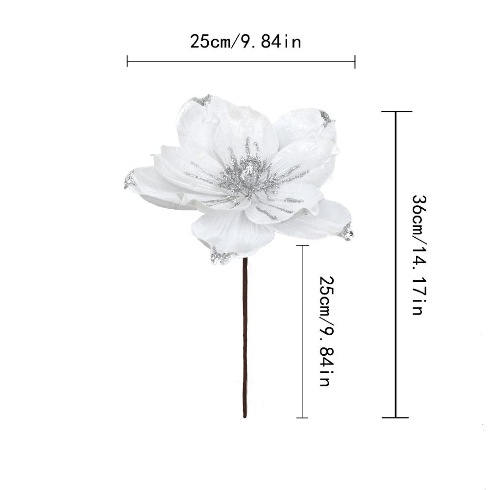 36cm High-end Glitter Artificial Christmas Flowers Xmas Tree Ornaments Christmas Tree Hang Flower Ornament 2026 New Year Decor